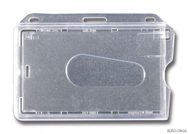 Hartplastik Kartenhalter mit Daumenschlitz transparent Molain Ausweishalter 2 Stück