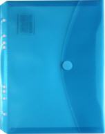 Dokumententaschen Umschläge mit Klettverschluss und Abheftrand A5 zum Abheften, blau transparent - 10 Stück