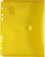 Dokumententaschen Umschläge mit Klettverschluss und Abheftrand A5 zum Abheften, gelb transparent - 10 Stück