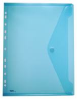 Dokumententaschen Umschläge mit Klettverschluss und Abheftrand A4 zum Abheften, blau transparent - 10 Stück