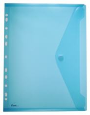 Dokumententaschen Umschlge mit Klettverschluss und Abheftrand A4 zum Abheften, blau transparent - 10 Stck