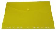 Dokumententaschen Umschlge mit Klettverschluss und Abheftrand A4 zum Abheften, gelb transparent - 10 Stck
