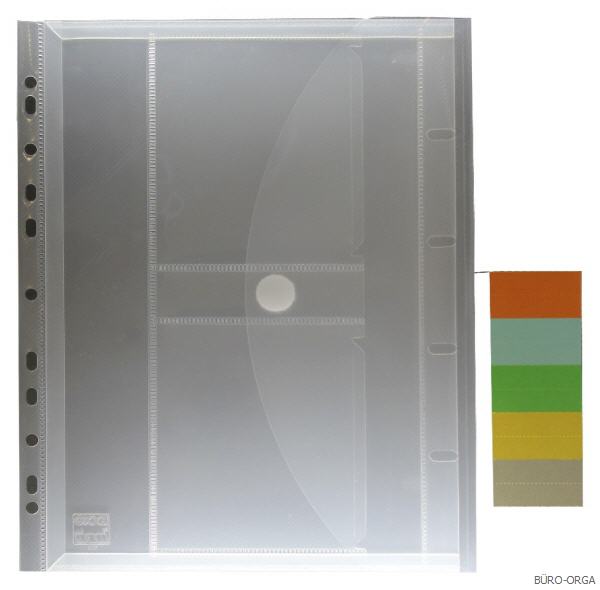 5x Dokumententaschen Umschläge Klettverschluss Abheftrand 2CD-Taschen A4 farblos 
