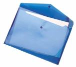 Dokumententaschen Umschläge mit Druckknopf A4 quer blau transparent glänzend - 10 Stück