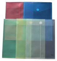 Dokumententaschen Umschlge mit Klettverschluss A4 hoch farbig sortiert transparent - 10 Stck