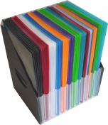Dokumententaschen Umschlge mit Klettverschluss A4 quer farbig sortiert transparent im Stehsammler - 120 Stck