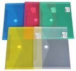 Dokumententaschen Umschläge mit Klettverschluss A5 quer farbig sortiert transparent - 10 Stück