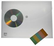Dokumententaschen Umschlge mit Klettverschluss und 2 CD-Taschen A4 quer farblos transparent - 5 Stck
