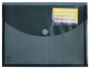 Dokumententaschen Umschlge mit Klettverschluss und Visitenkartentasche A4 quer rauch transparent - 5 Stck